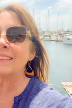 Load image into Gallery viewer, Blue and Orange dangle earrings
