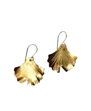 Load image into Gallery viewer, Ginkgo Shaped earrings in brass