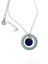 Load image into Gallery viewer, Turquoise and navy necklace on sterling silver chain