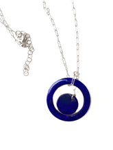 Load image into Gallery viewer, Turquoise and navy necklace on sterling silver chain