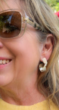 Load image into Gallery viewer, Sterling siver J shaped hoop earrings with a ribbon type loop