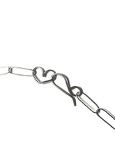 Load image into Gallery viewer, Handmade paperclip necklace with a heart in a soft patina
