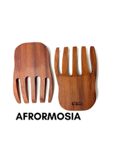Load image into Gallery viewer, Handcrafted salad claws in afrormosia