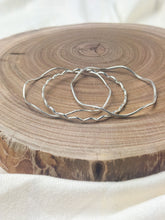 Load image into Gallery viewer, Stack of 3 sterling silver wave bangles