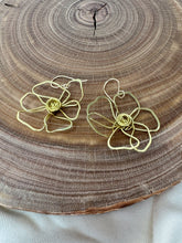 Load image into Gallery viewer, Matisse inspired flower earrings in brass