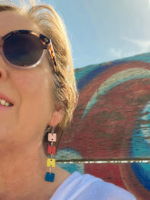 Load image into Gallery viewer, multicolored square drop enamel earrings