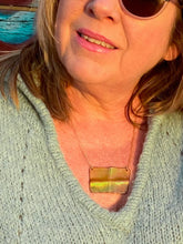 Load image into Gallery viewer, Rectangular shaped necklace gold and green color