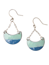 Load image into Gallery viewer, Enamel Earrings 1/2 moon shape blue