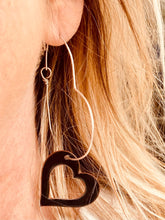 Load image into Gallery viewer, Heart shaped hoops with a reversible red/black charm