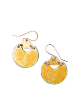 Load image into Gallery viewer, Yellow earrings circle with cut out