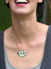 Load image into Gallery viewer, Gray and white enamel necklace