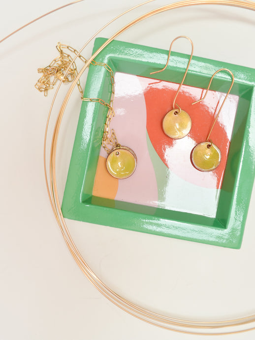 Minimalist Earrings & Necklaces in a Fun New Color: Gold Glass