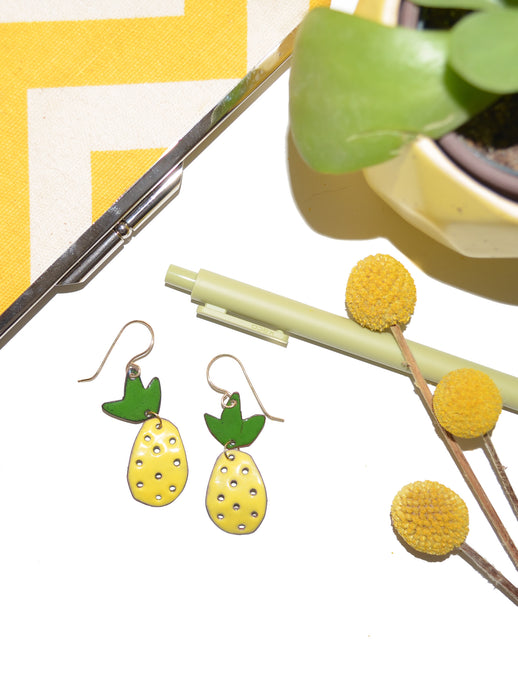 Playful Pineapple Earrings in Pantone's 2021 Color Illuminating Yellow