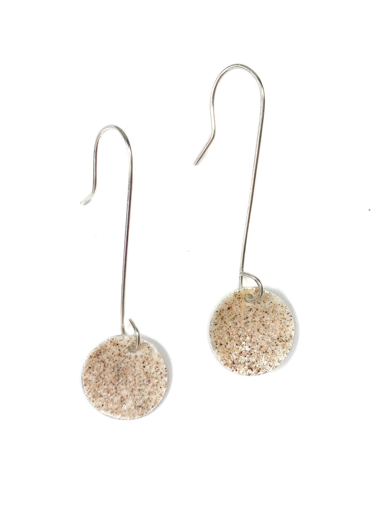 Small drop earrings made of beach sand 