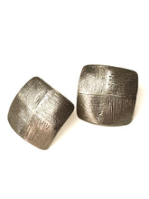 Load image into Gallery viewer, Sterling Silver square earrings with basket weave texture.
