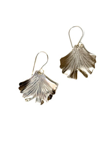 Ginkgo Leaf Shaped earrings in Argentium silver