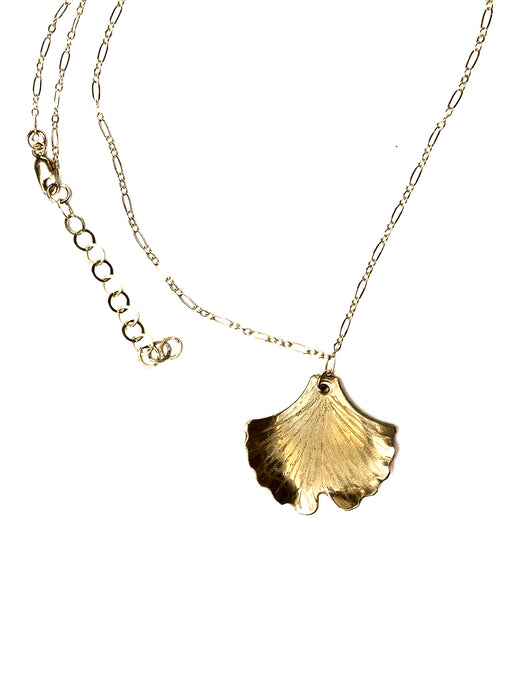 Ginkgo Necklace in brass