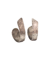 Load image into Gallery viewer, J shaped earrings in sterling silver with hammer texture
