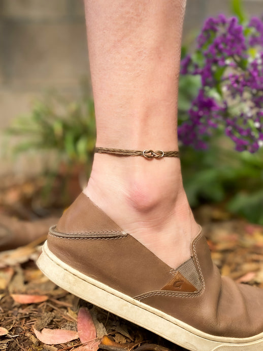 Leather anklet with infinity symbol in silver