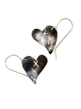 Load image into Gallery viewer, Sterling Silver Heart Earrings with Xs down the center 
