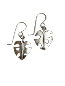 Monstera earrings in sterling