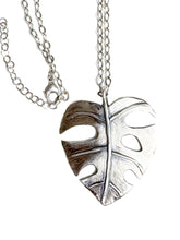 Load image into Gallery viewer, Large Monstera Necklace in sterling
