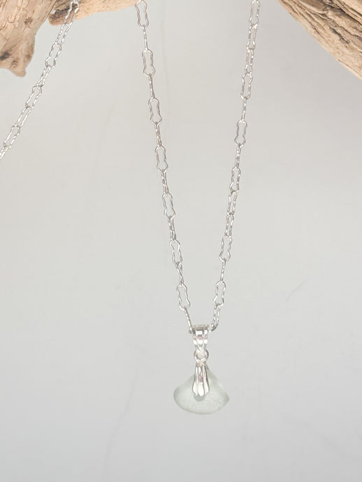 Tiny Sea glass pendant necklace on a sterling silver chain