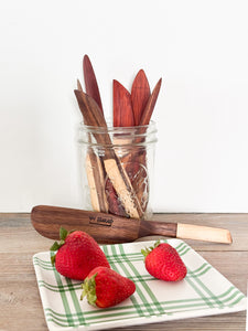 Handcrafted cheese spreaders in a variety of hard woods. 