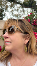 Load image into Gallery viewer, leaf shaped earrings in a gold enamel color
