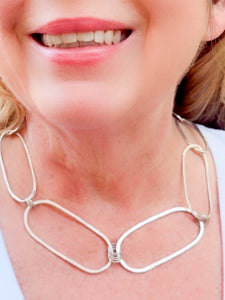 Oversized paperclip necklace in sterling silver