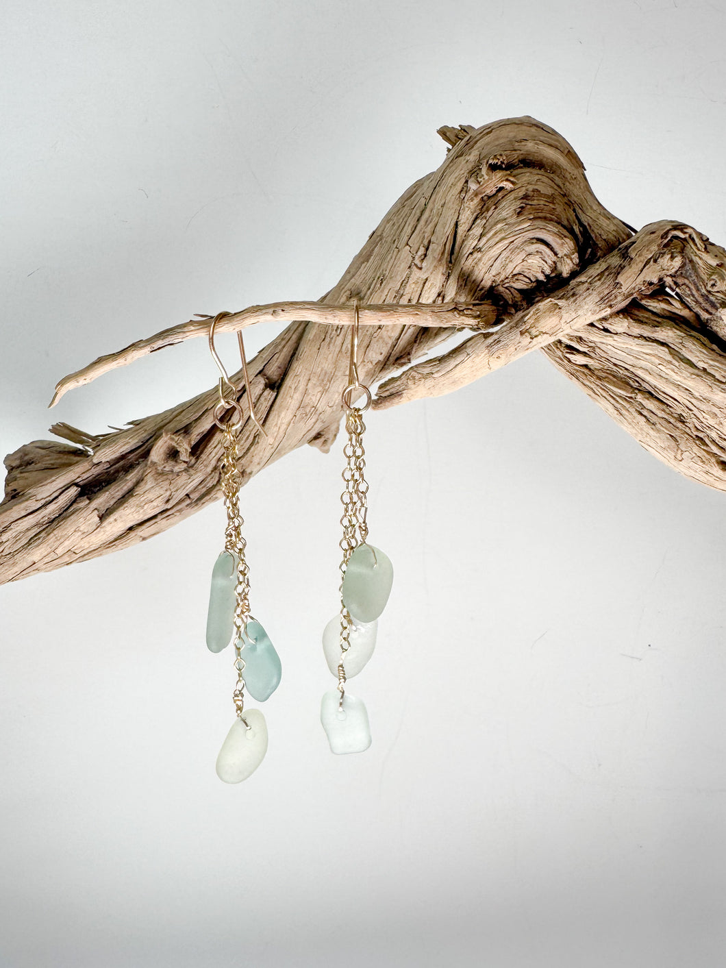 Triple Drop Sea Glass Earrings
