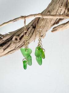 Triple Drop Sea Glass Earrings