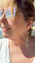 Load image into Gallery viewer, Triple drop sea glass earring in aqua
