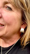 Load image into Gallery viewer, Wide hoop huggie earrings in sterling
