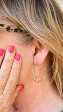 Load image into Gallery viewer, chain link style brass earrings medium size on a woman
