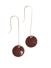 Load image into Gallery viewer, Circle drop earrings in Burgundy 
