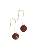 Load image into Gallery viewer, Circle drop earrings in burgundy
