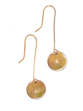 Load image into Gallery viewer, Enamel circle drop earrings in gold color
