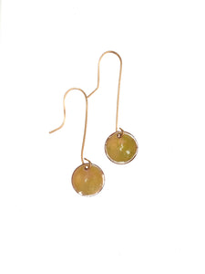 Enamel circle drop earrings in gold color