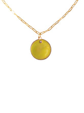 Load image into Gallery viewer, Circle pendant necklace in apple green enamel
