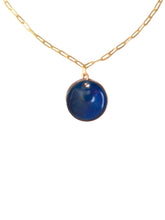 Load image into Gallery viewer, Circular pendant necklace in navy enamel
