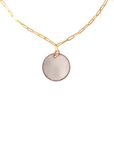 Circular pendant necklace in white enamel