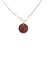 Load image into Gallery viewer, Burgundy circular pendant necklace 
