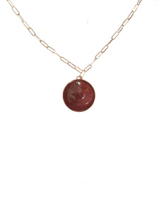 Burgundy circular pendant necklace 