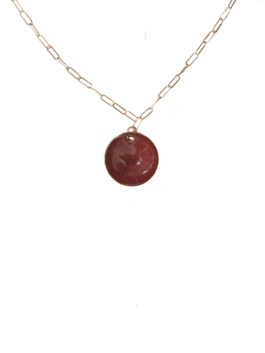 Burgundy circular pendant necklace 