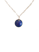 Load image into Gallery viewer, Navy circular pendant necklace 
