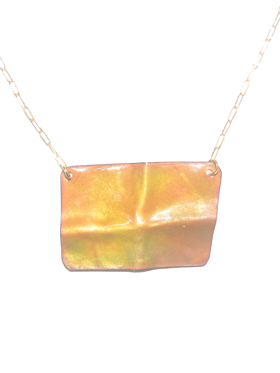 Bold rectangular necklace in gold and green