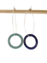 Load image into Gallery viewer, Large Hoop earrings with a Reversible circle charm
