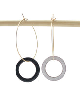 Load image into Gallery viewer, Large Hoop earrings with a Reversible circle charm
