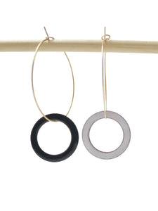 Large Hoop earrings with a Reversible circle charm